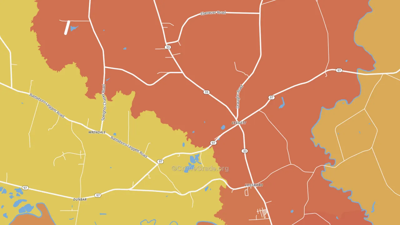 Leggett, NC Map of Theft Rates