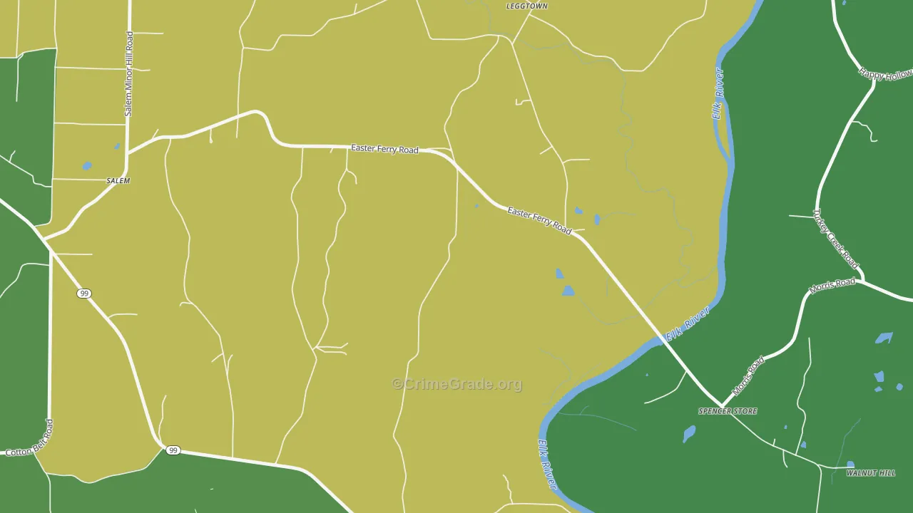 Leggtown, AL Map of Theft Rates
