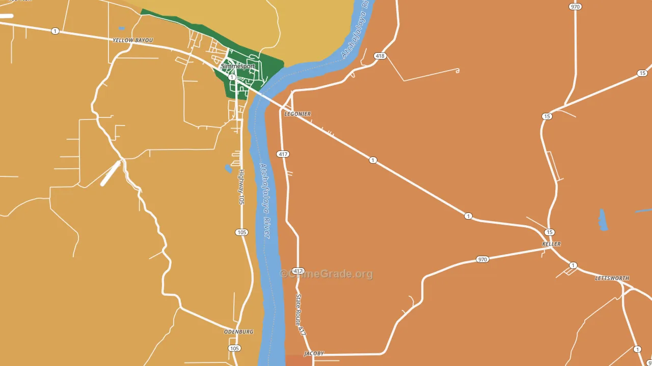 Legonier, LA Map of Theft Rates