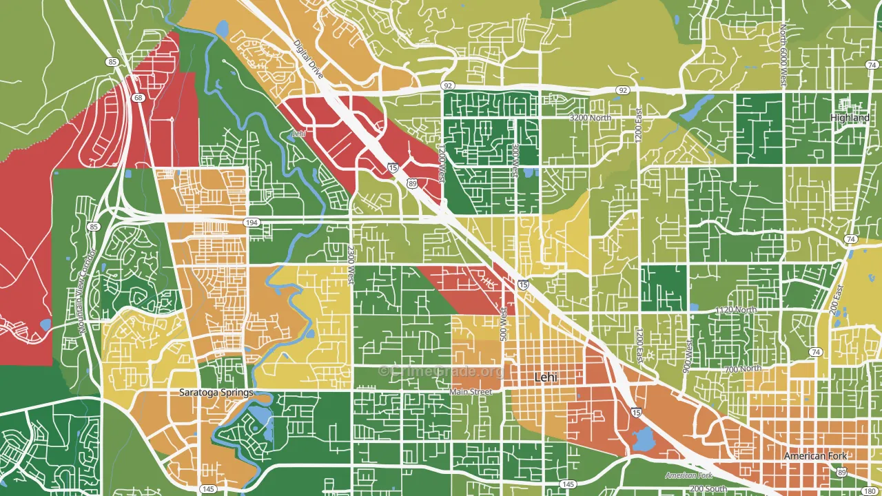 Lehi, UT Map of Theft Rates