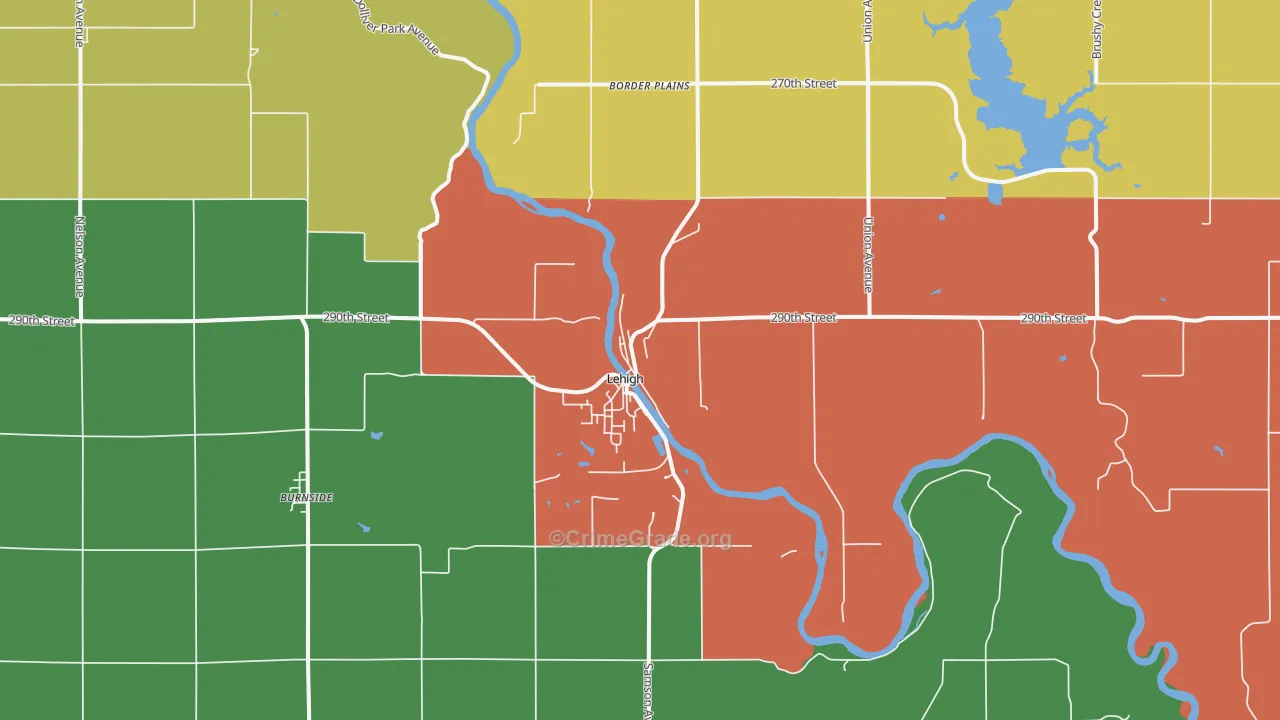 Lehigh, IA Map of Theft Rates