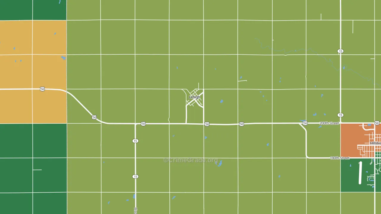Lehigh, KS Map of Theft Rates