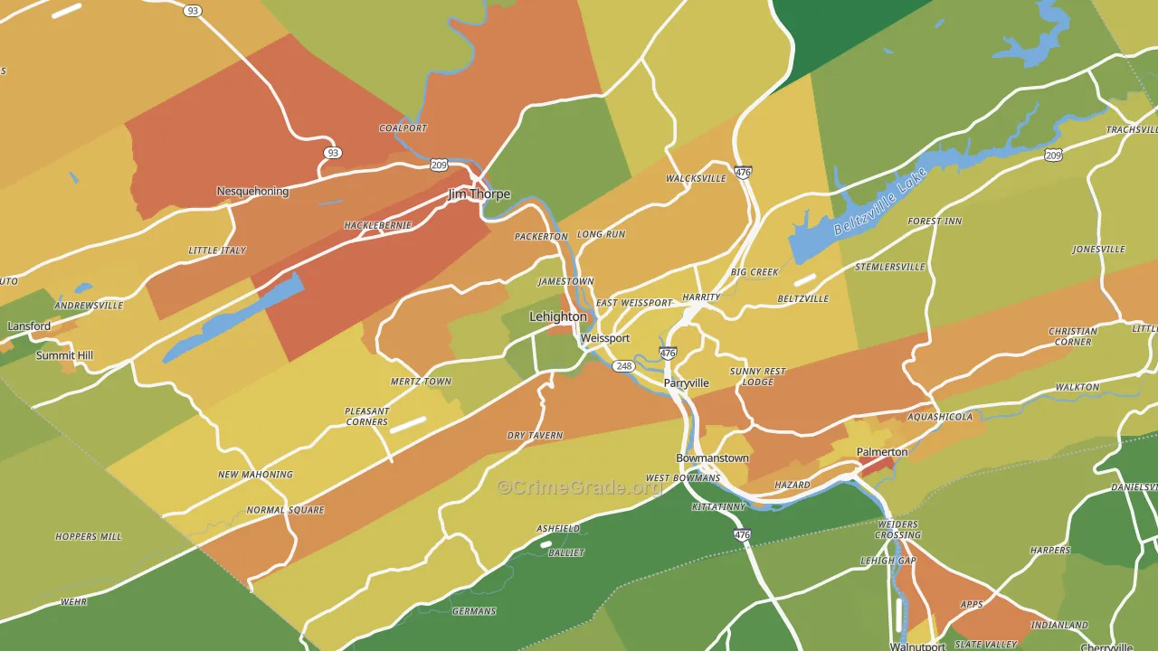 Lehighton, PA Map of Theft Rates