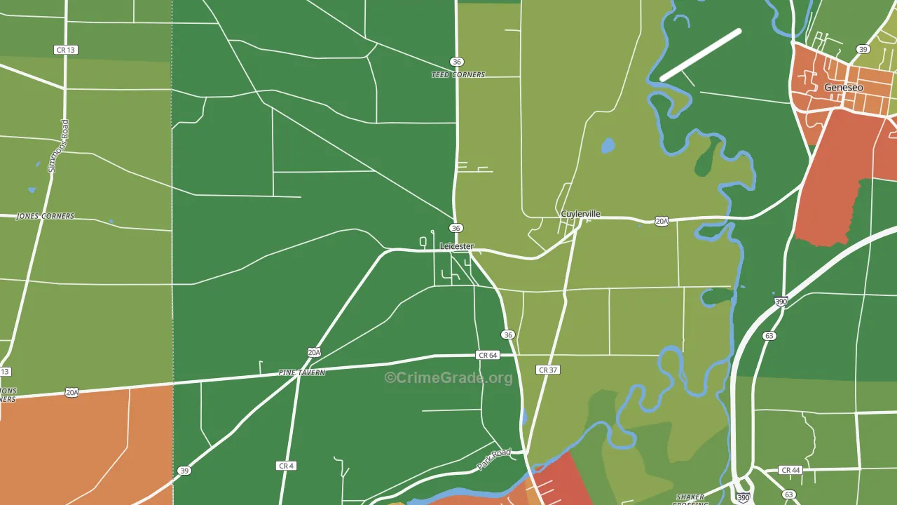 Leicester, NY Map of Theft Rates