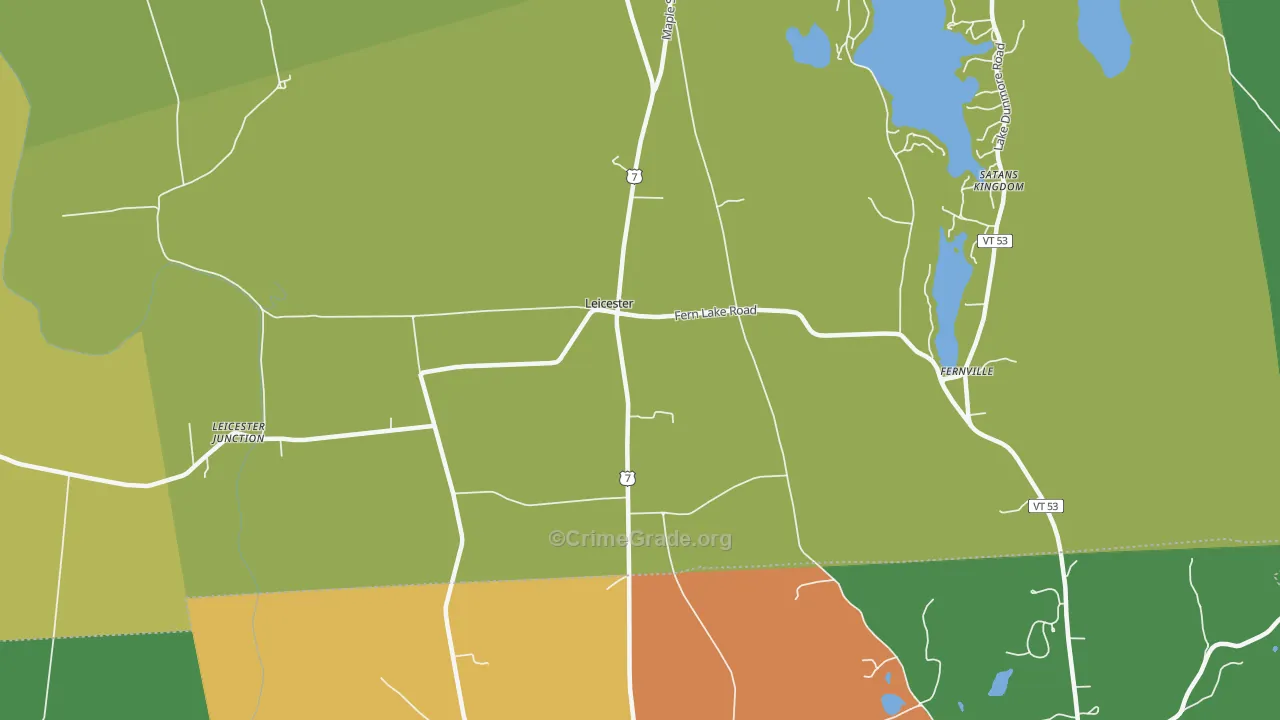 Leicester, VT Map of Theft Rates