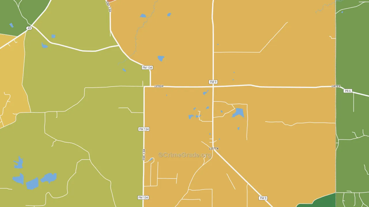 Leigh, TX Map of Theft Rates