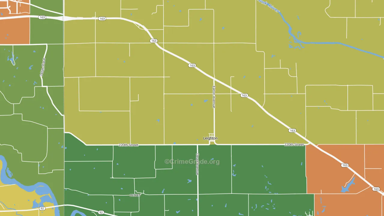 Leighton, IA Map of Theft Rates
