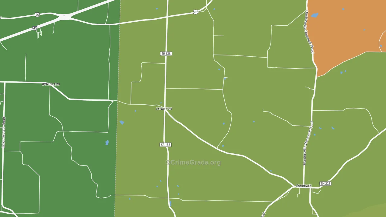 Leighton, TN Map of Theft Rates
