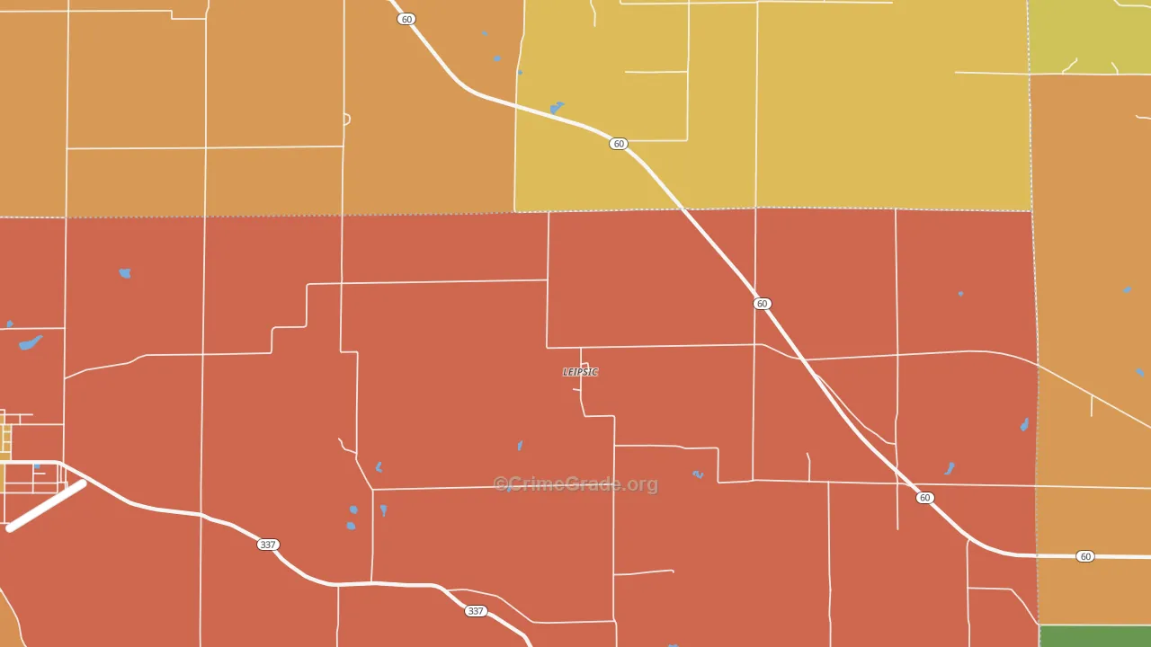 Leipsic, IN Map of Theft Rates