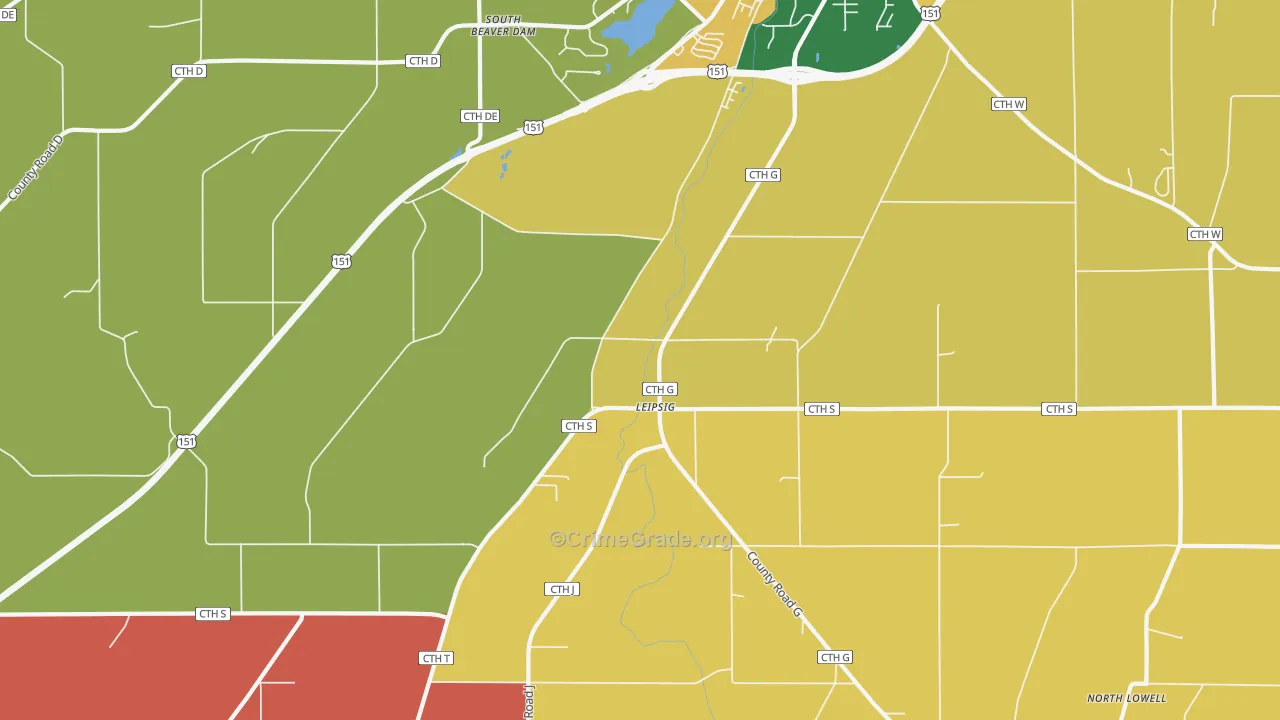 Leipsig, WI Map of Theft Rates