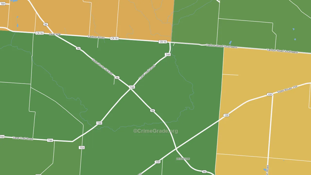 Leistville, OH Map of Theft Rates