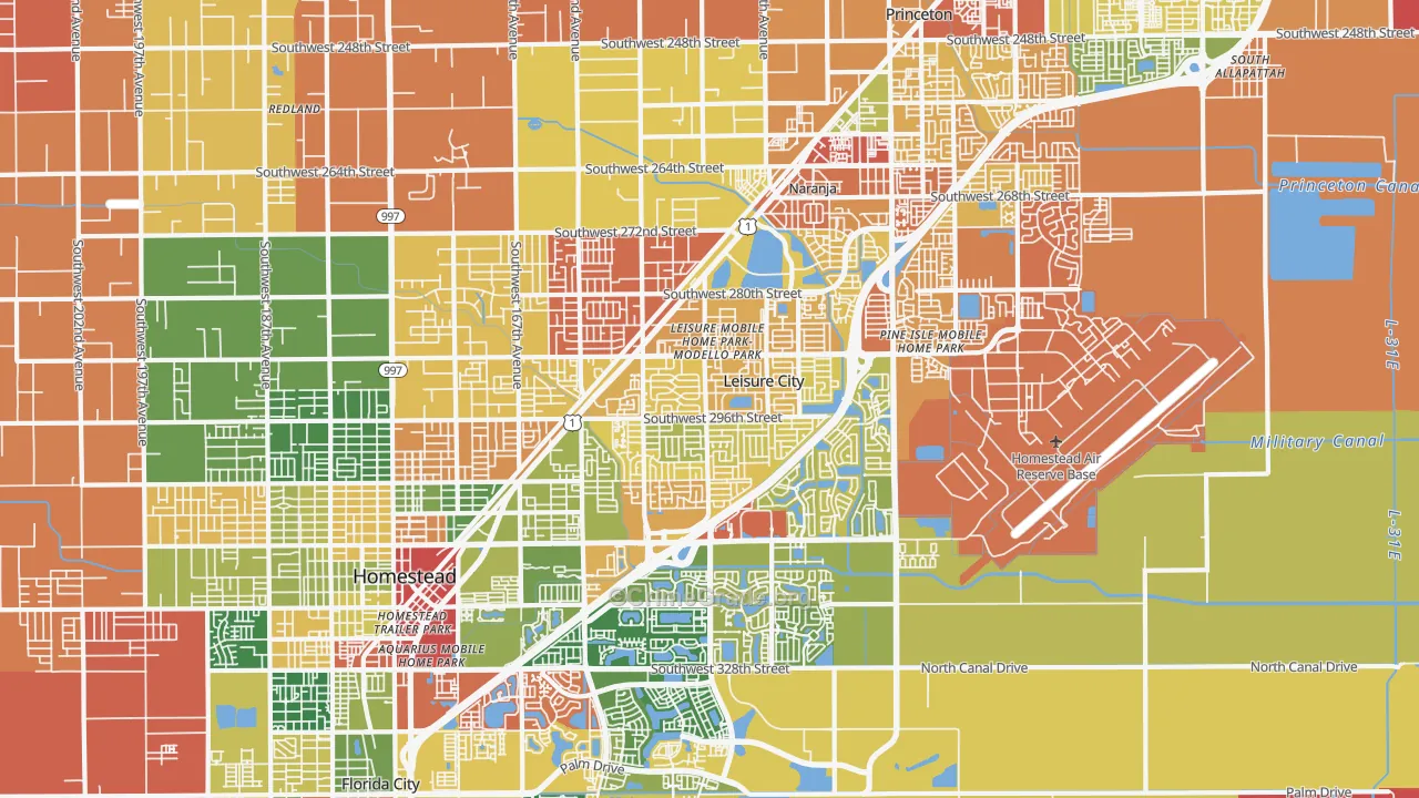 Leisure City, FL Map of Theft Rates