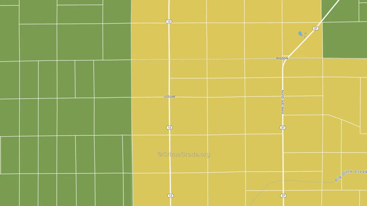 Leisure, IN Map of Theft Rates