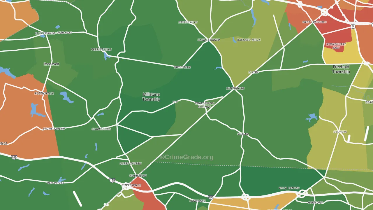 Leisure Knoll, NJ Map of Theft Rates