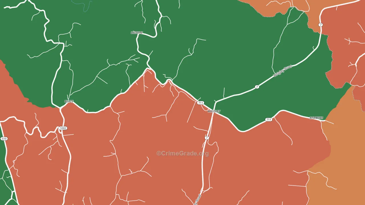 Leisure, KY Map of Theft Rates