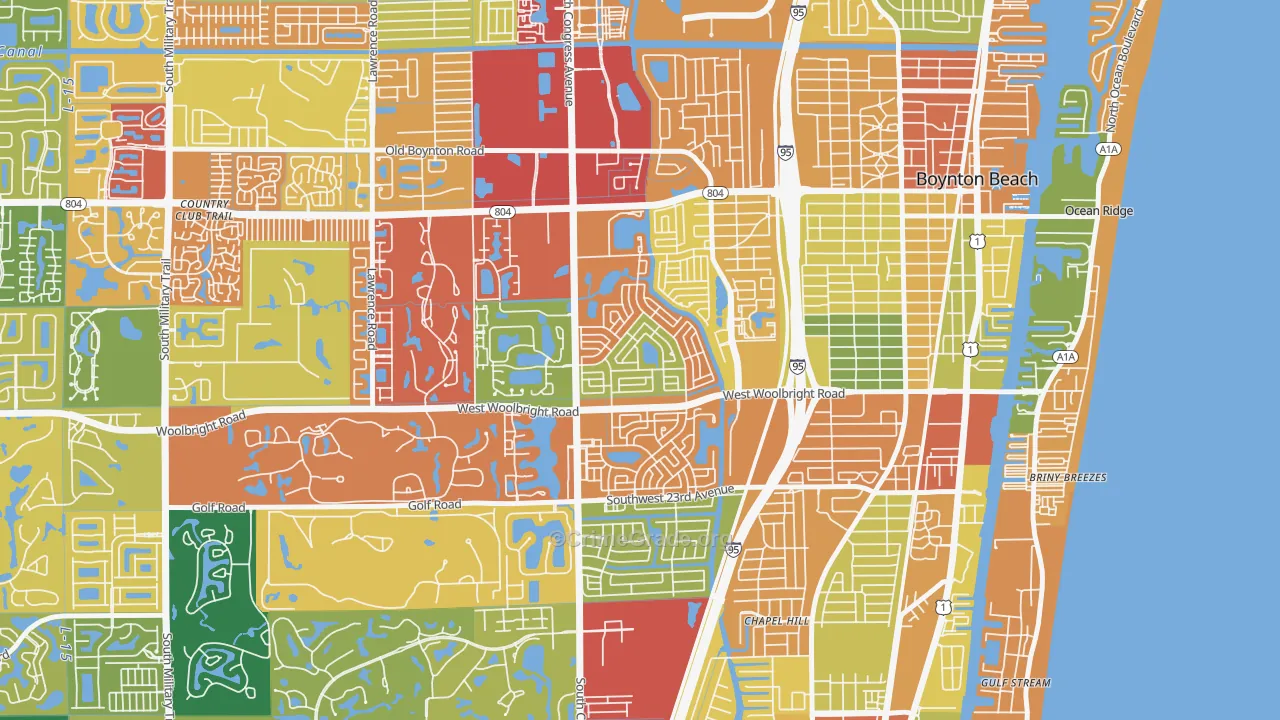 Leisureville, Boynton Beach, FL Map of Theft Rates