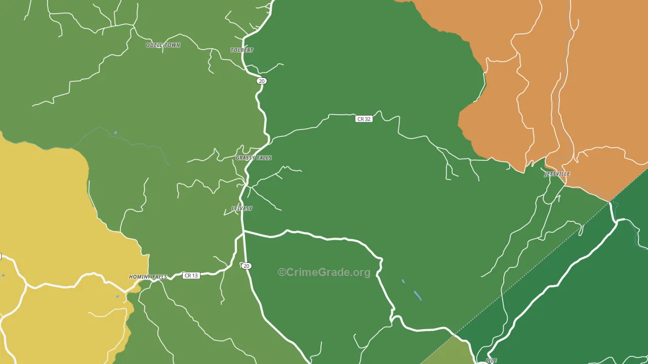 Leivasy, WV Map of Theft Rates
