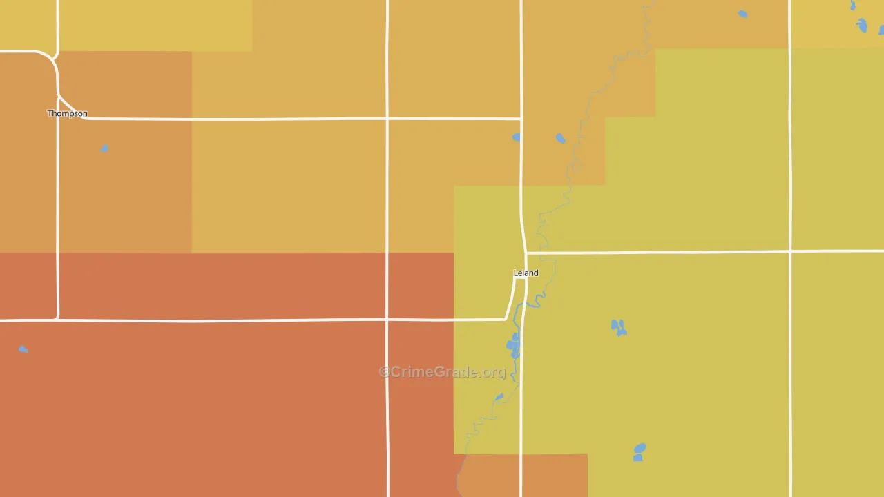 Leland, IA Map of Theft Rates