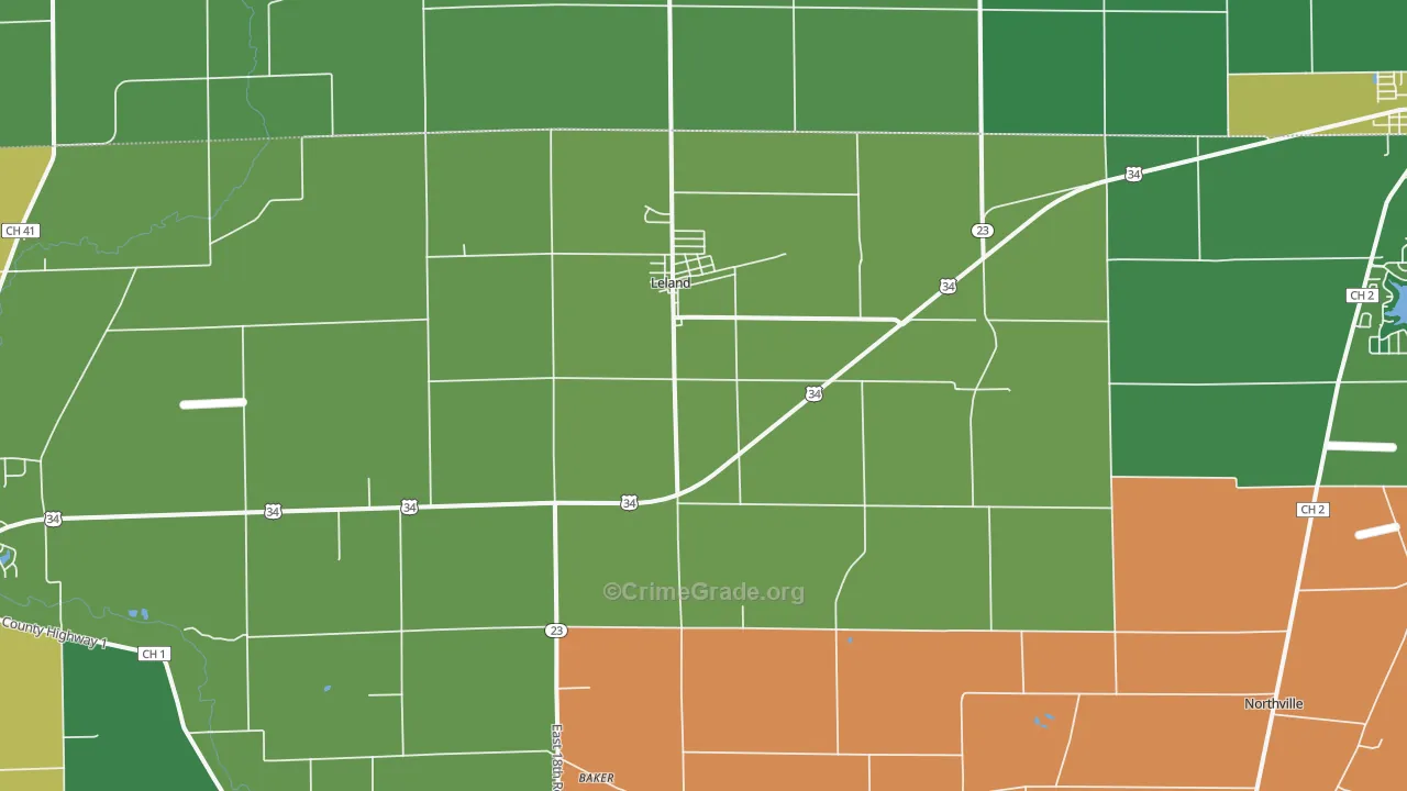 Leland, IL Map of Theft Rates