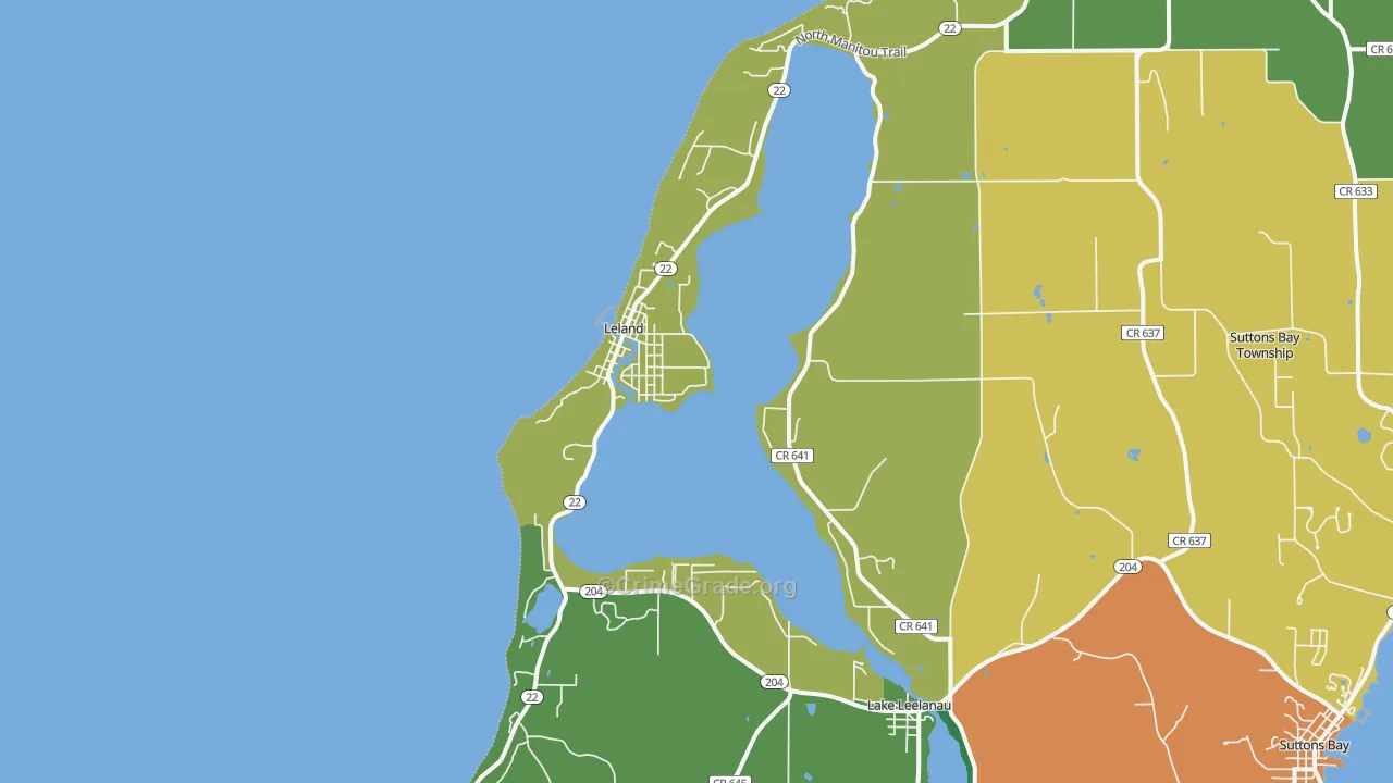 Leland, MI Map of Theft Rates
