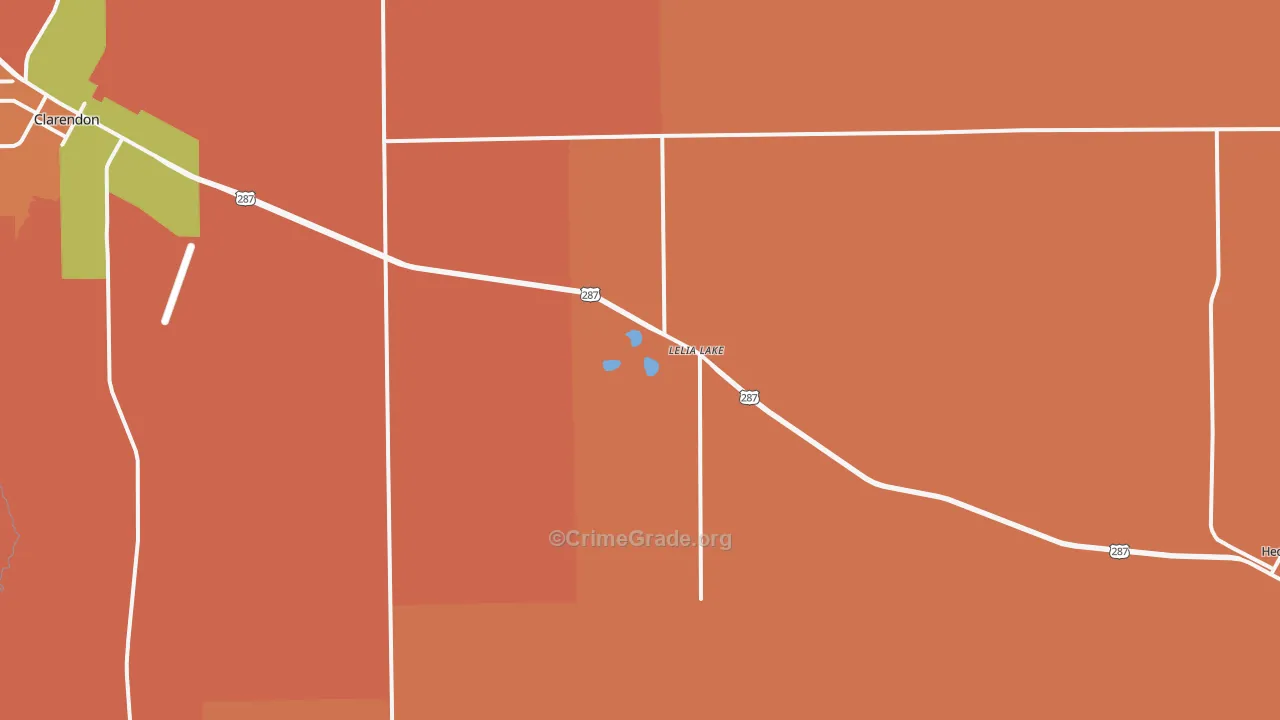 Lelia Lake, TX Map of Theft Rates