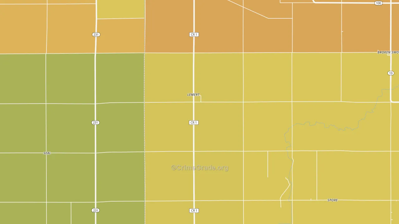 Lemert, OH Map of Theft Rates