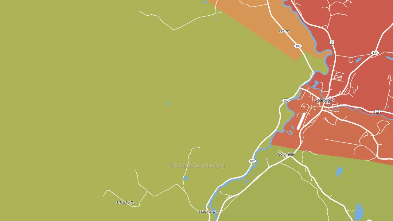 Lemington, VT Map of Theft Rates