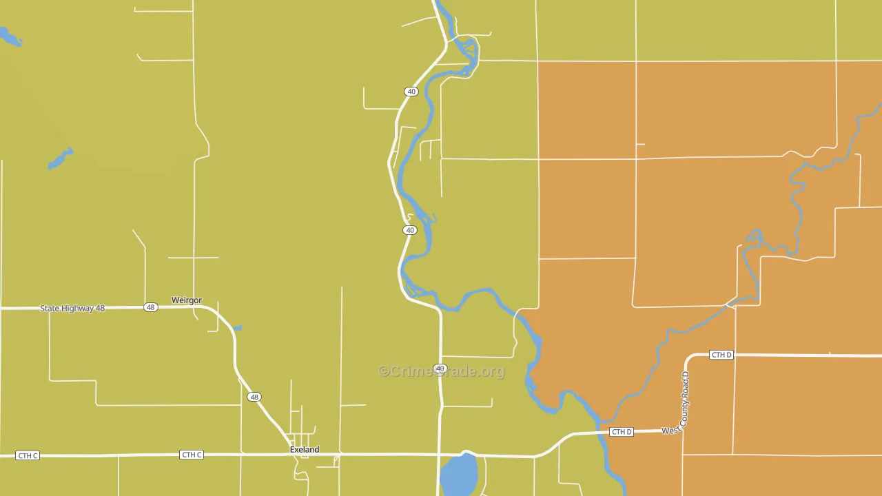 Lemington, WI Map of Theft Rates