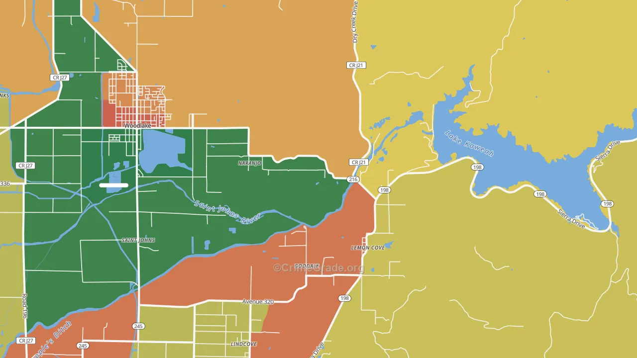 Lemon Cove, CA Map of Theft Rates