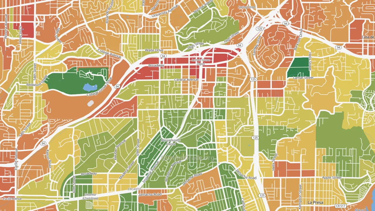 Lemon Grove, CA Map of Theft Rates