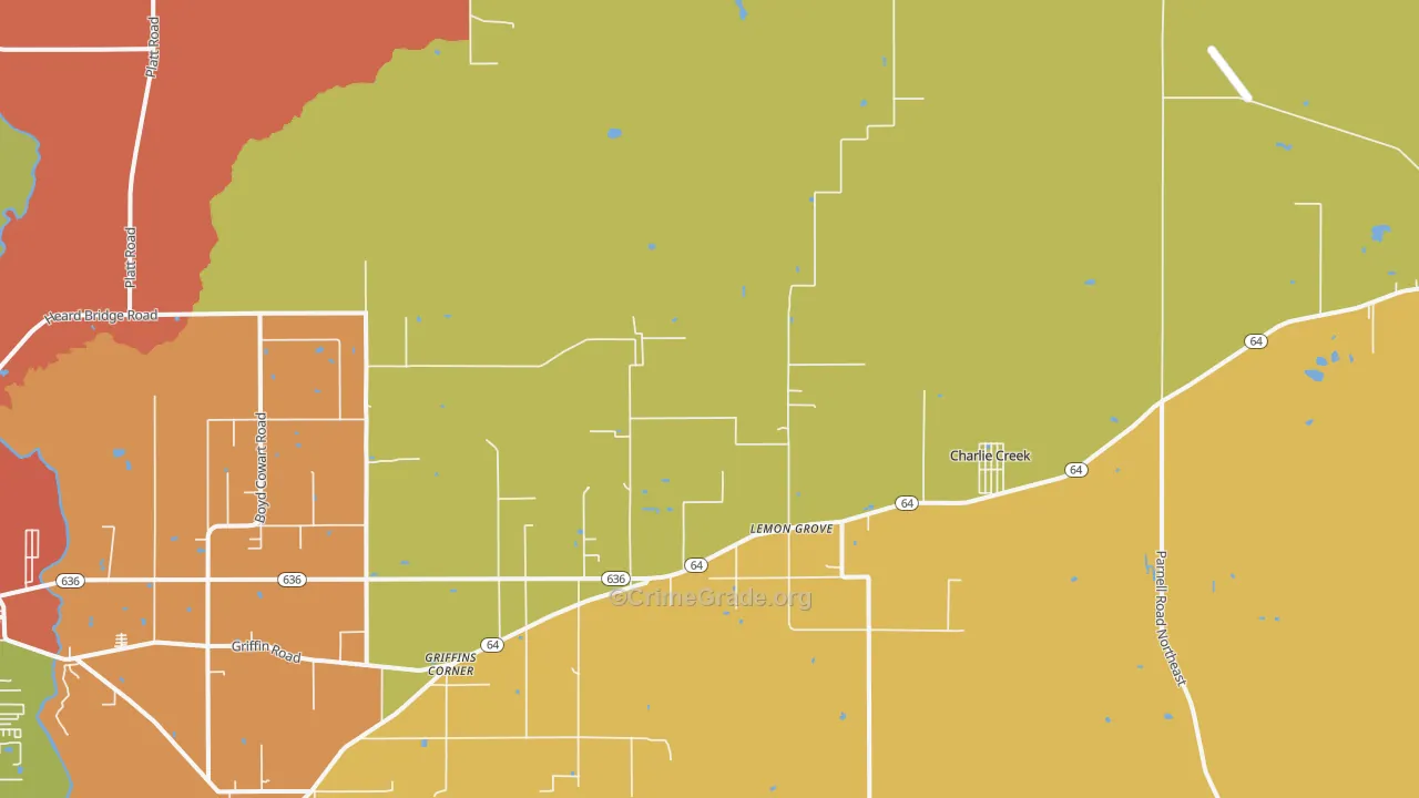 Lemon Grove, FL Map of Theft Rates