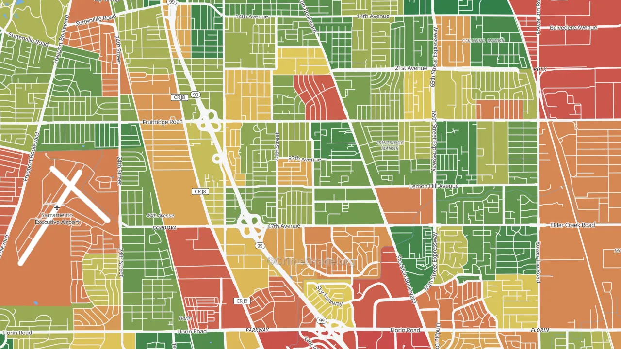Lemon Hill, CA Map of Theft Rates