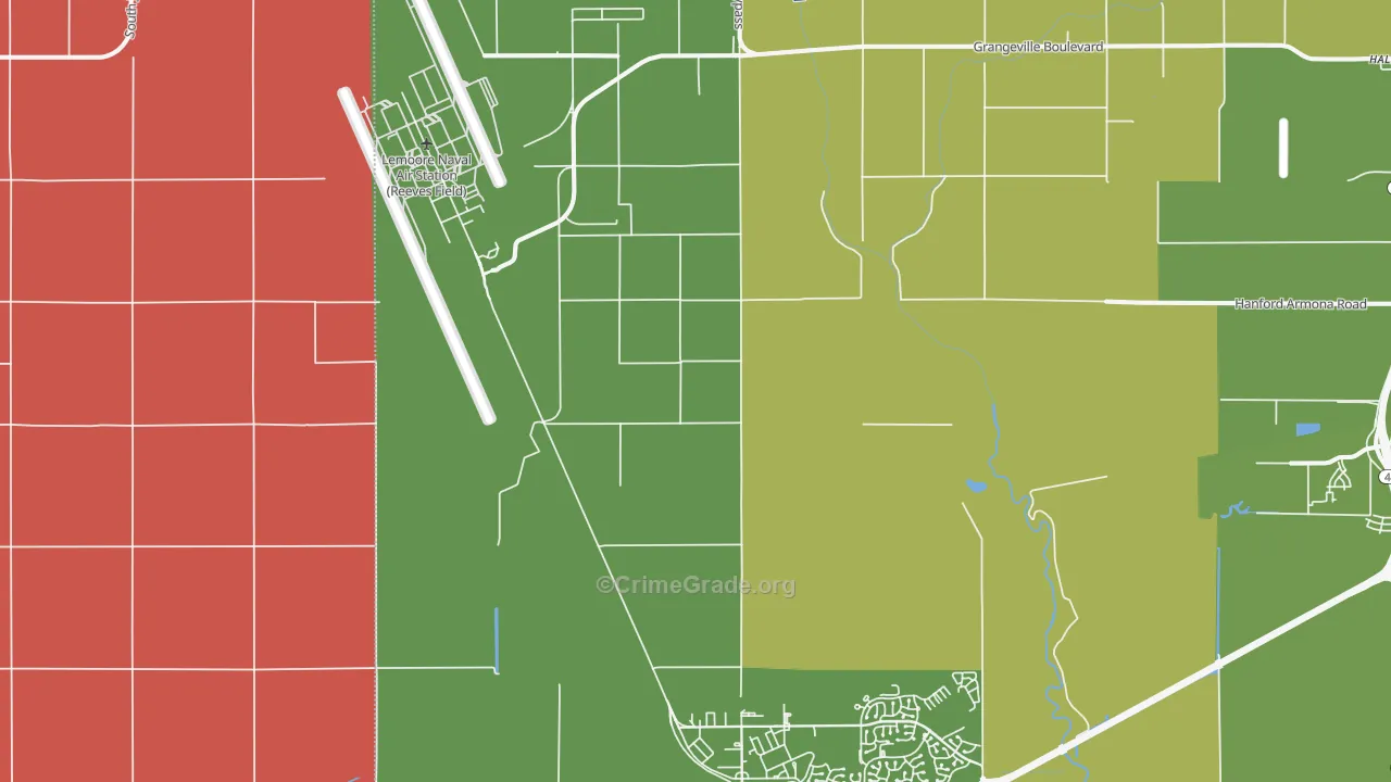 Lemoore Naval Air Station, CA Map of Theft Rates