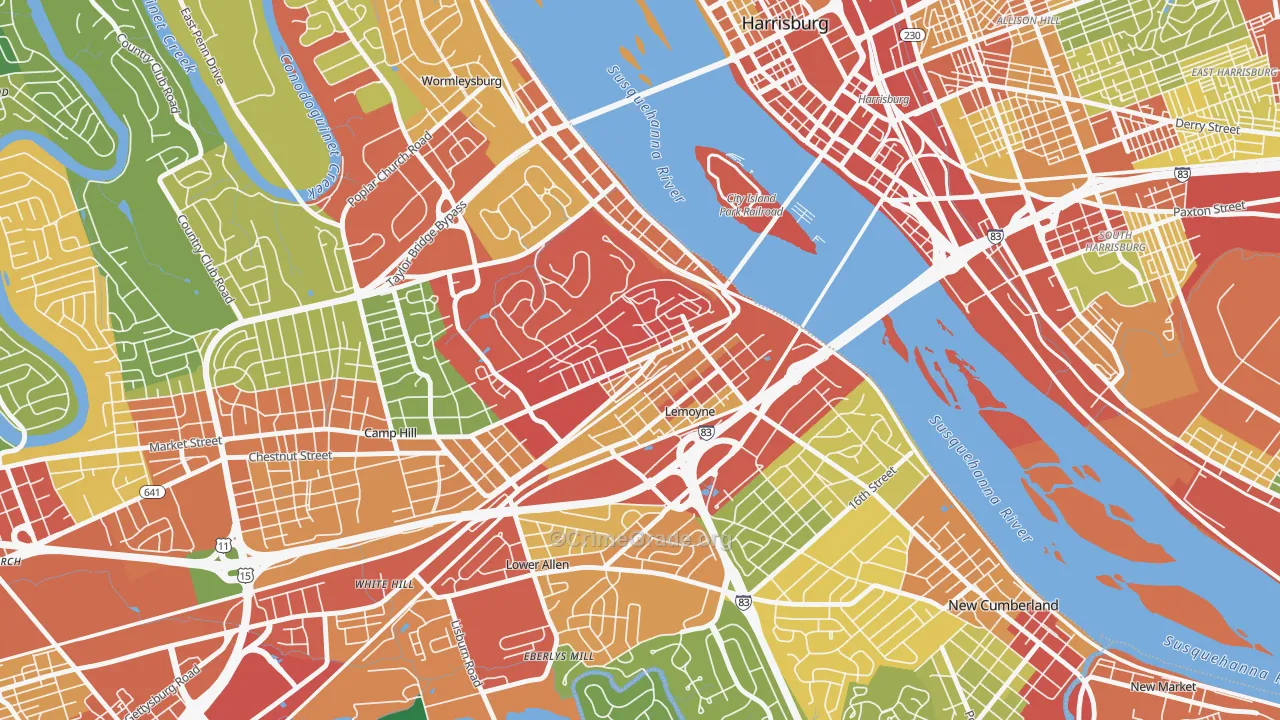 Lemoyne, PA Map of Theft Rates