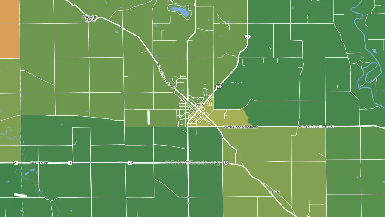 Lena, IL Map of Theft Rates