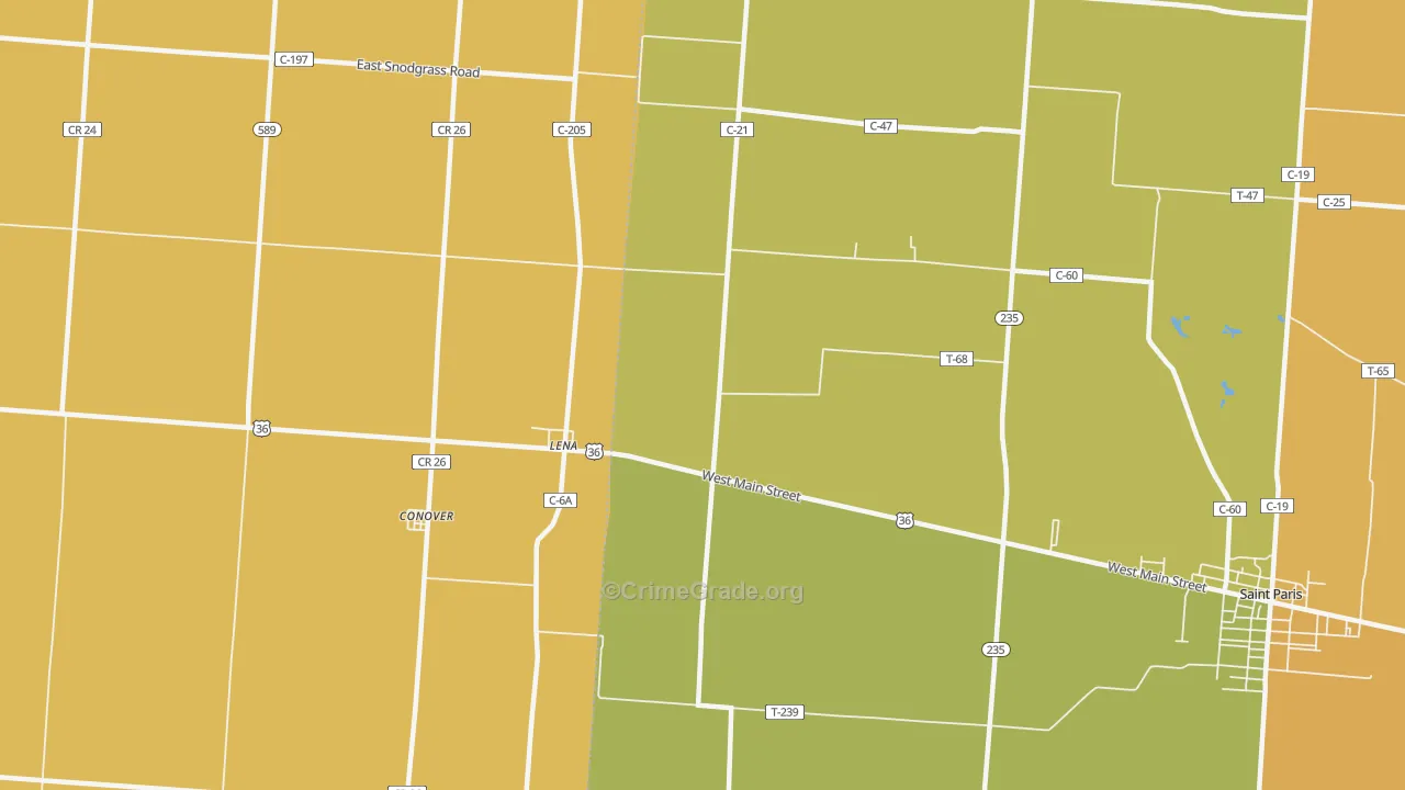 Lena, OH Map of Theft Rates