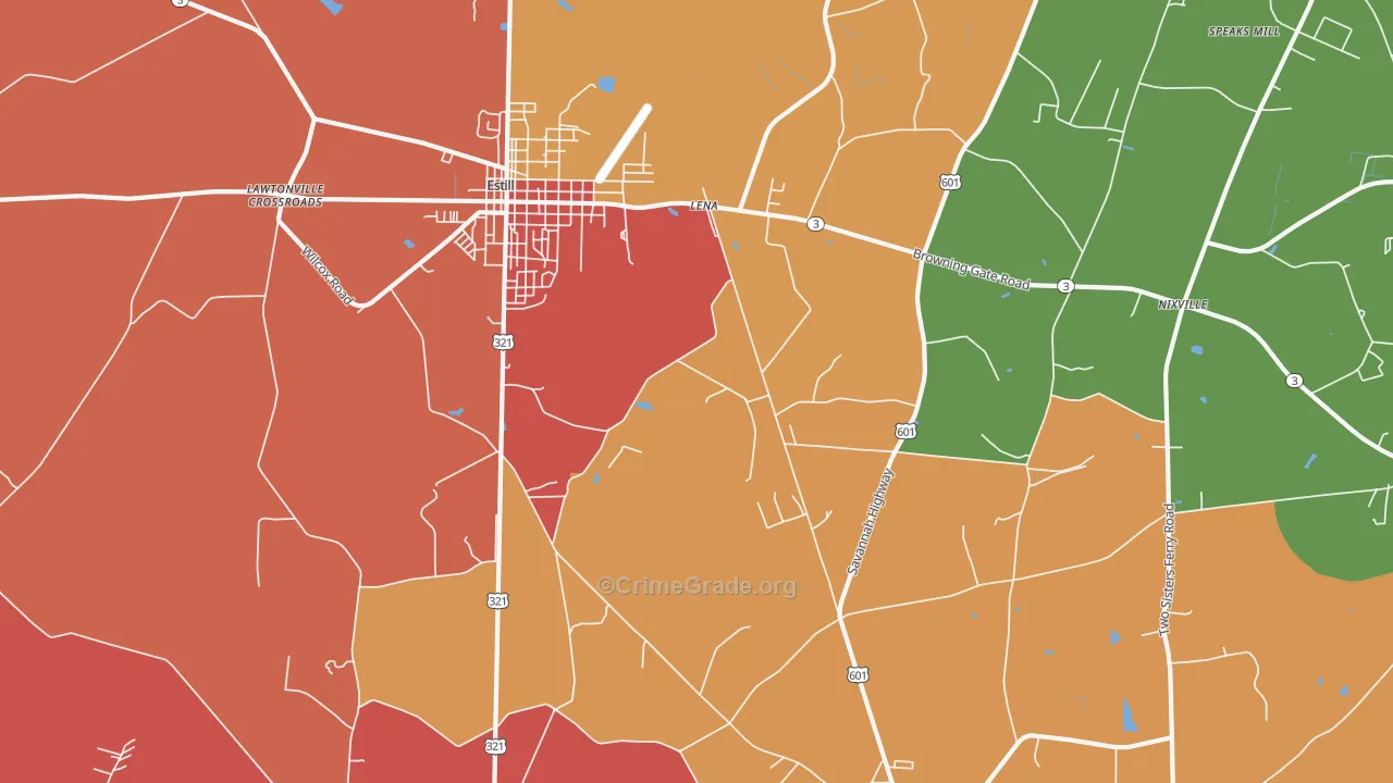 Lena, SC Map of Theft Rates