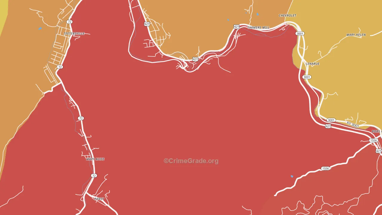 Lenarue, KY Map of Theft Rates