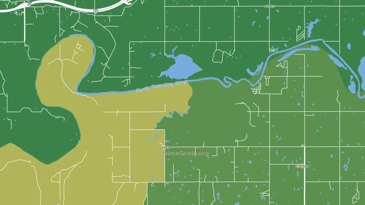 Lenna, OK Map of Theft Rates