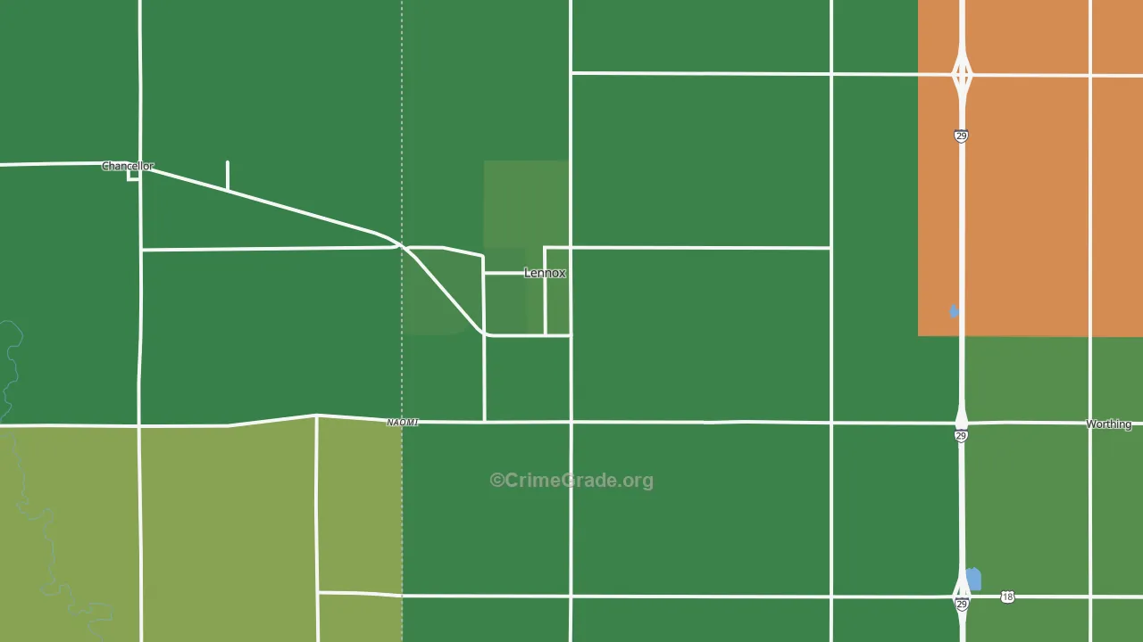 Lennox, SD Map of Theft Rates