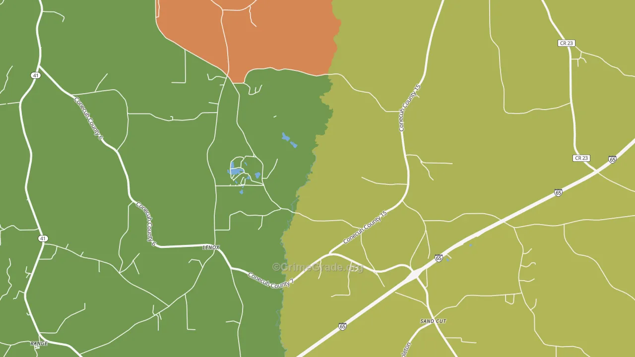 Lenox, AL Map of Theft Rates