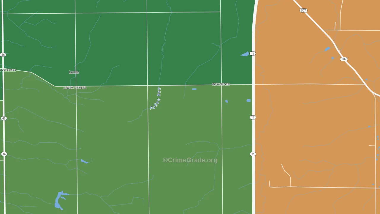 Lenox Center, OH Map of Theft Rates