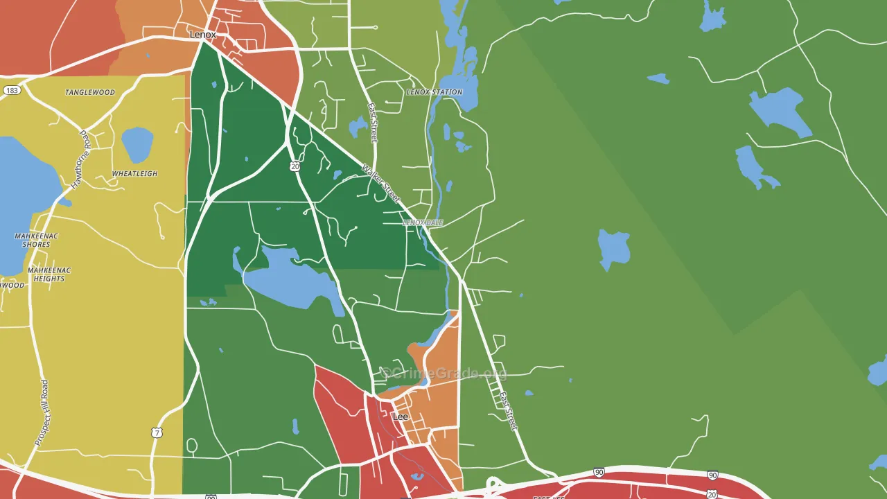 Lenox Dale, MA Map of Theft Rates
