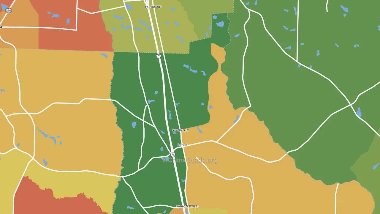 Lenox, GA Map of Theft Rates