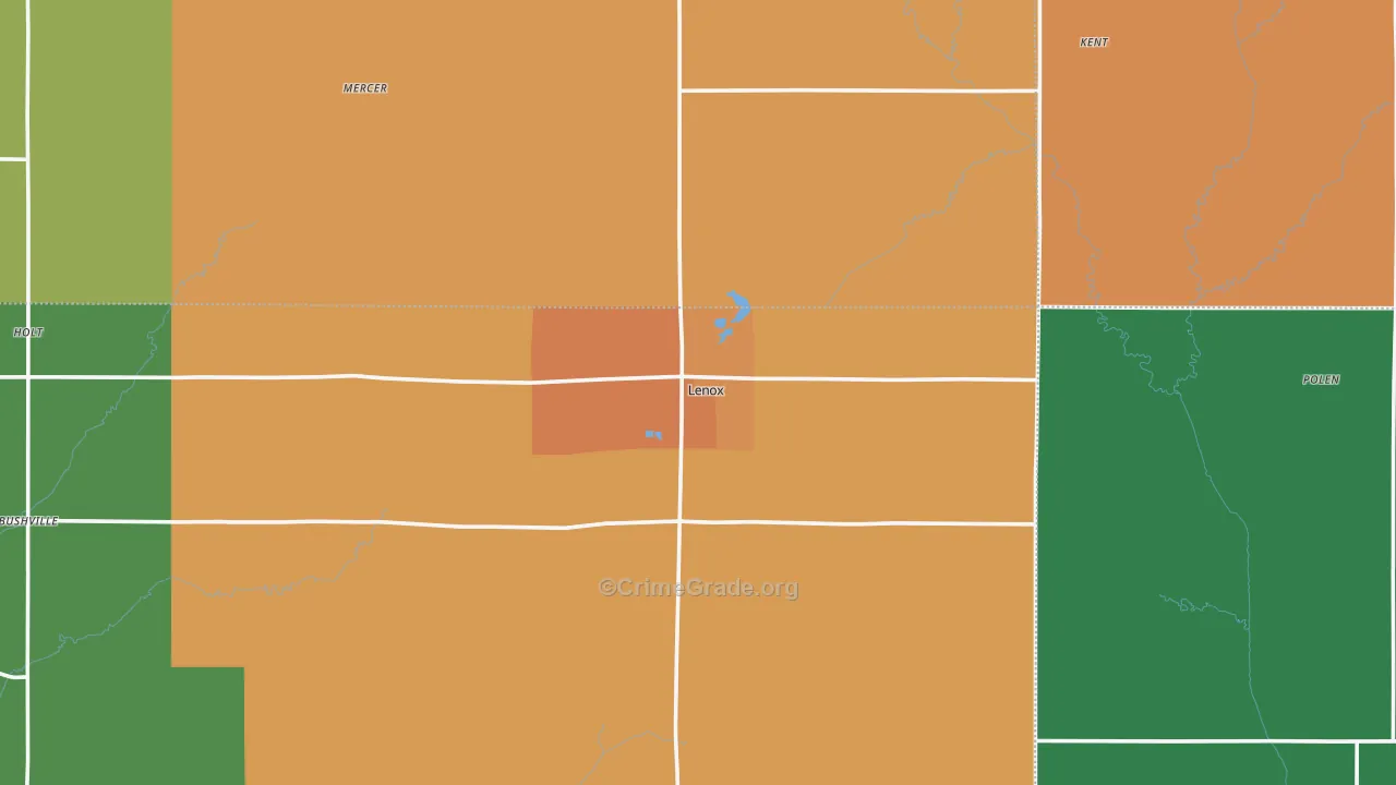 Lenox, IA Map of Theft Rates