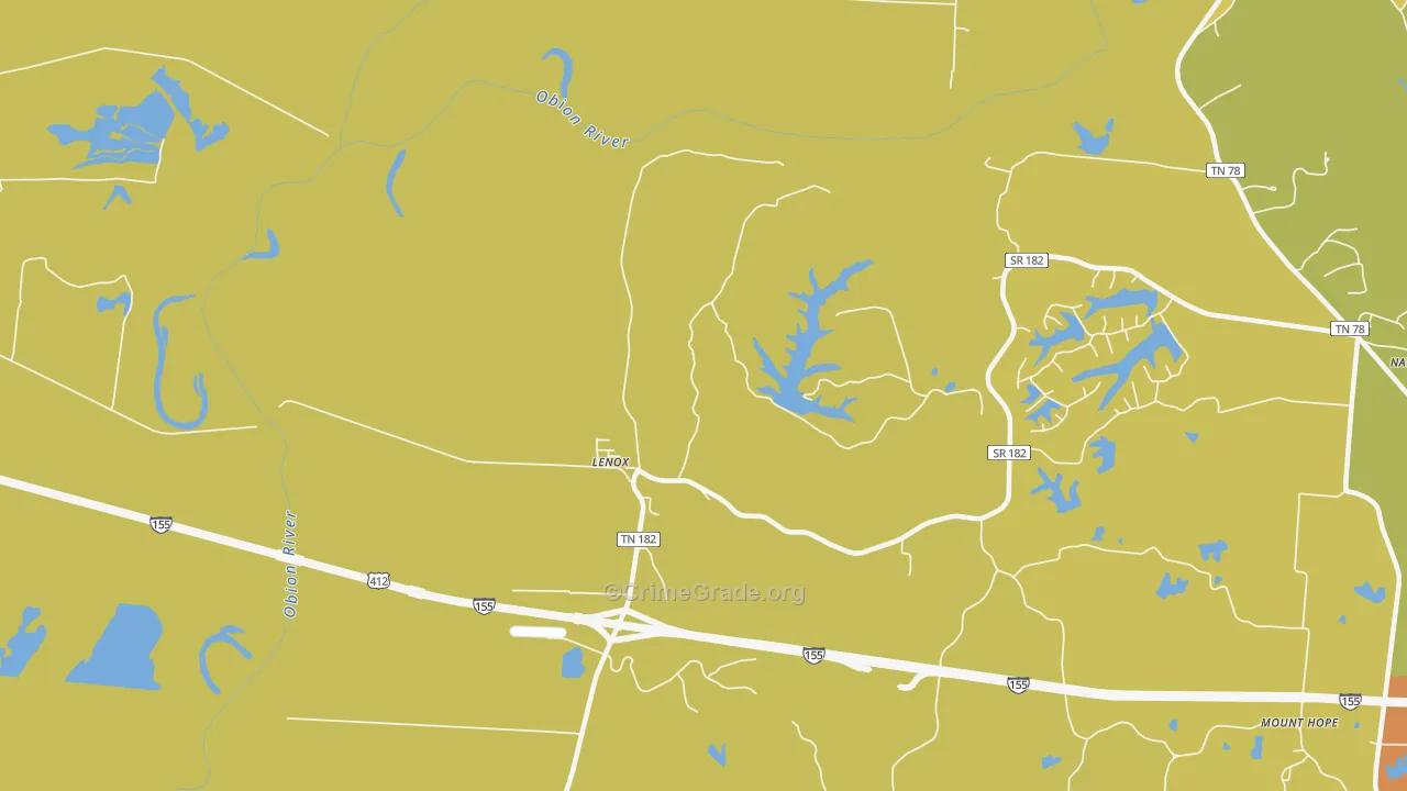 Lenox, TN Map of Theft Rates