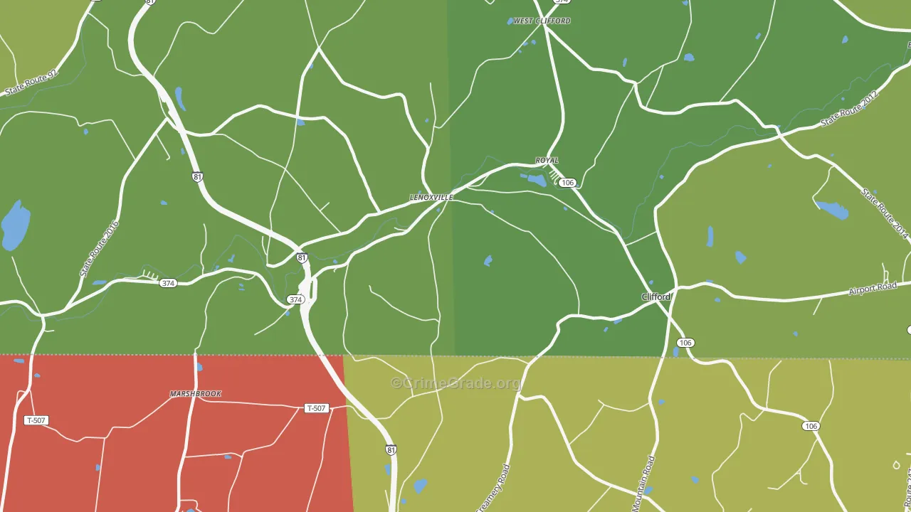 Lenoxville, PA Map of Theft Rates