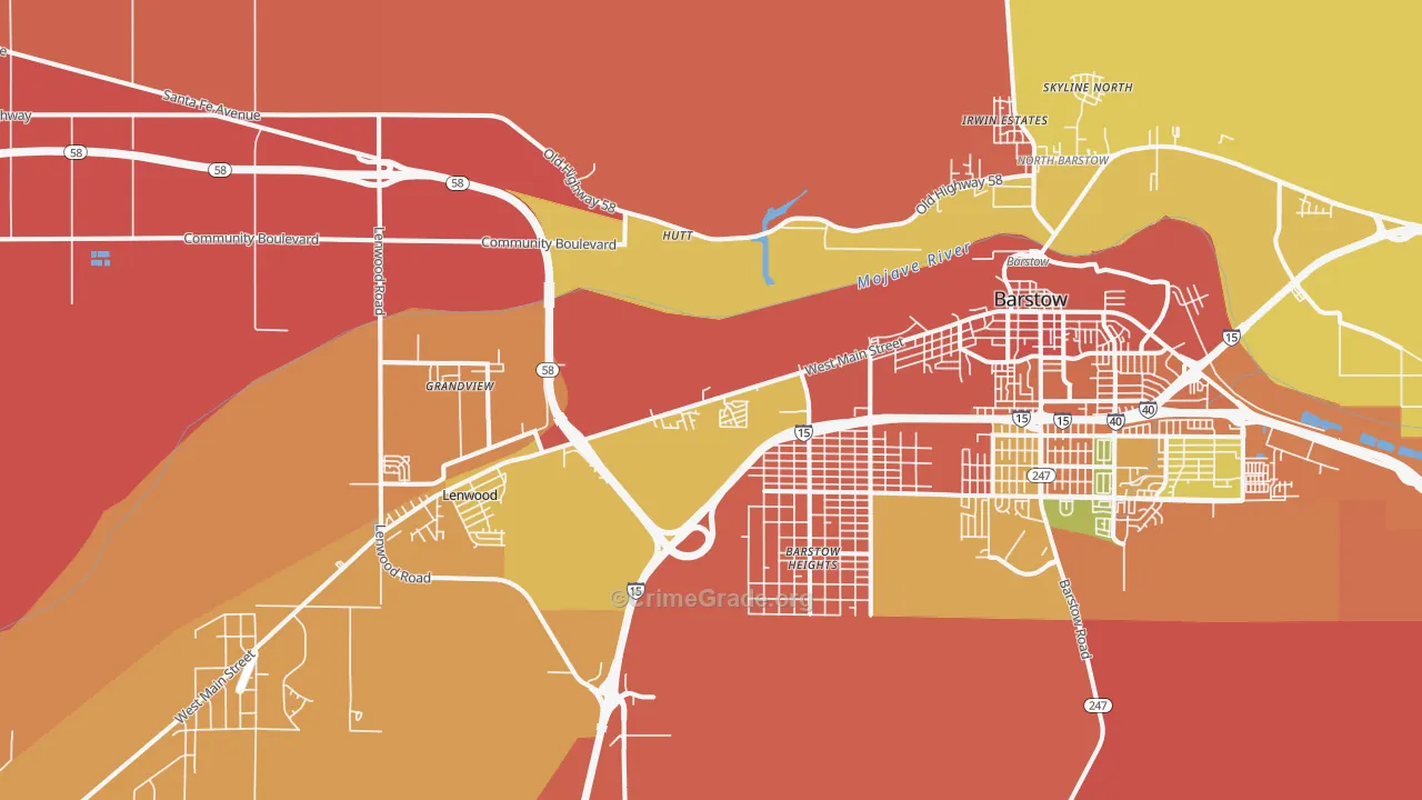 Lenwood, CA Map of Theft Rates