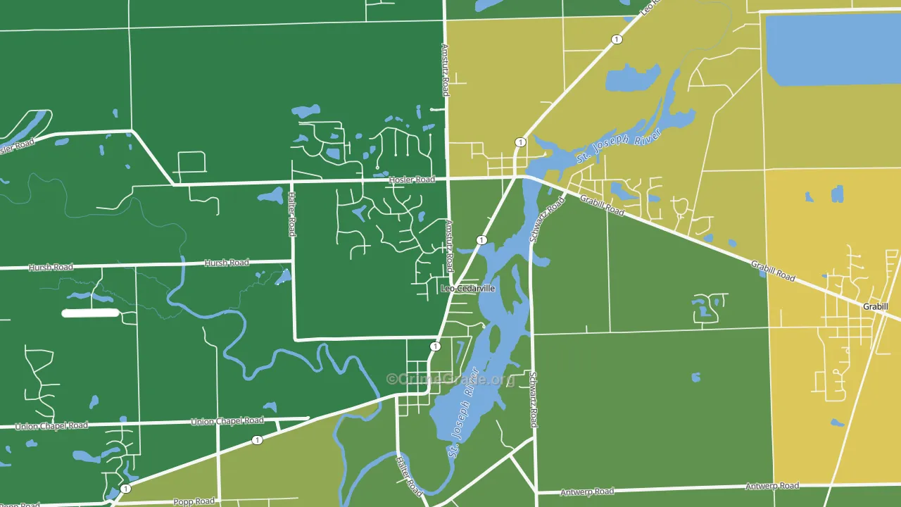 Leo-Cedarville, IN Map of Theft Rates