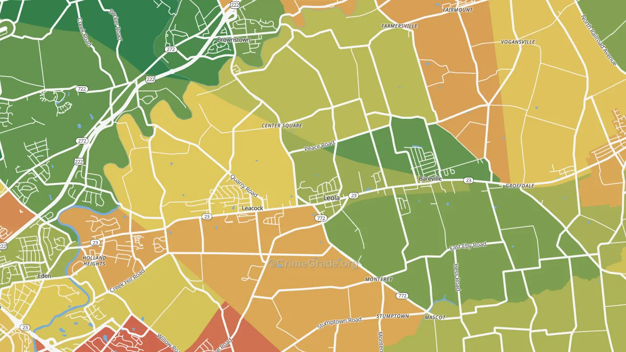 Leola, PA Map of Theft Rates